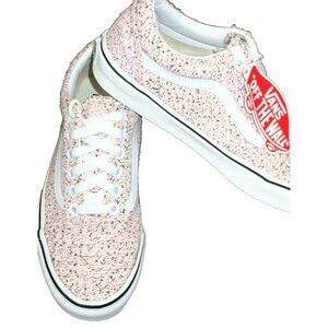 Vans Women's Old Skool Boucle Pink Speckle True White Canvas shoes Size 6 NIB